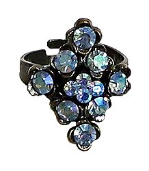 Blue Stone Studded Adjustable Ring