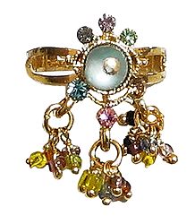 Multicolor Stone and Beaded Adjustable Ring