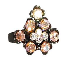Light Peach Stone Studded Adjustable Ring