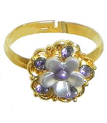 Light Mauve Stone Studded Adjustable Ring