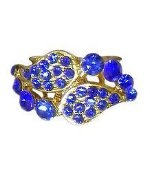 Faux Blue Sapphire Paisley Design Ring