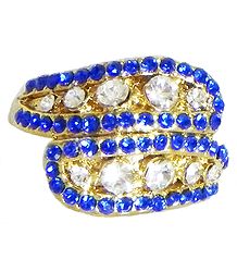 Blue and White Stone Studded Ring