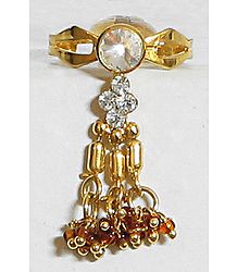 Chandelier - White Stone and Rust Bead Adjustable Ring