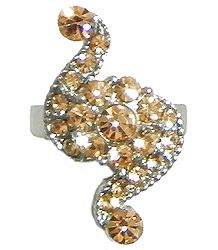 Light Peach Stone Studded Adjustable Ring