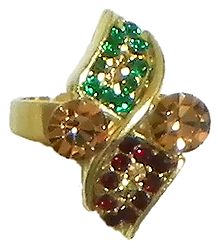 Green and Maroon Stone Studded Adjustable Ring