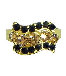 Black and Rust Stone Studded Adjustable Ring