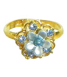 Light Blue Stone Studded Adjustable Ring