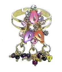 Adjustable Ring with Beaded Jhalar