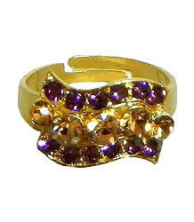 Purple and Brown Stone Studded Adjustable Ring