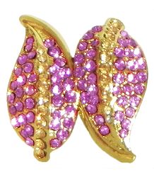 Pink Stone Studded Two Leaf Ring