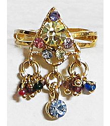 Pyramid - Multicolor Stone Studded Adjustable Ring