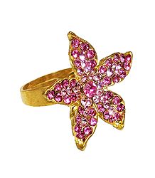 Pink Stone Studded Adjustable Ring