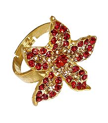 Red Stone Studded Adjustable Ring