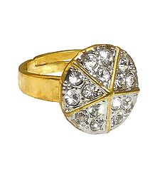 White Stone Studded Adjustable Ring