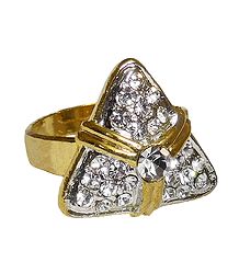 White Stone Studded Adjustable Ring