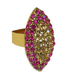 Magenta and Yellow Stone Studded Adjustable Ring