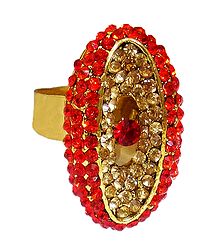 Saffron and Yellow Stone Studded Adjustable Ring