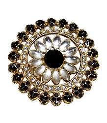 Black and White Stone Studded Adjustable Ring