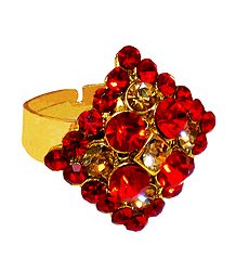 Saffron and Yellow Stone Studded Adjustable Ring