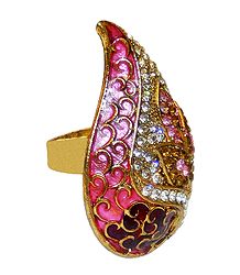 Pink and White Stone Studded Adjustable Ring