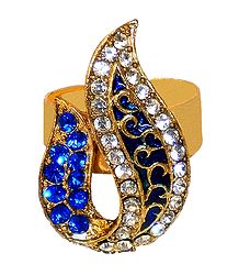 Blue and White Stone Studded Adjustable Ring