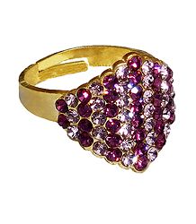 Purple Stone Studded Adjustable Ring