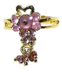 Light Purple Stone Setting Ring with Jhumkas