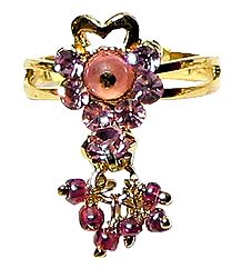 Light Pink Stone Setting Ring with Jhumkas