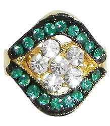 Cyan and White Stone Studded Adjustable Ring