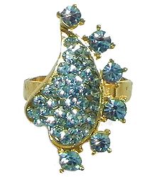 Light Blue Stone Studded Adjustable Ring