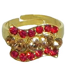 Red and Light Brown Stone Studded Adjustable Ring