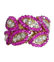 Pink and White Stone Studded Adjustable Ring