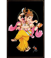 Dancing Ganesha - Nirmal Painting on Wood