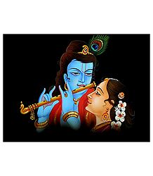 Radha Krishna - Nirmal Painting on Wood
