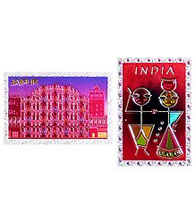 Hawa Mahal and India - Set of 2 Metal Magnets