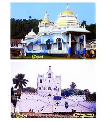 Mangesh Temple and Panjim Church - Set of 2 Magnets