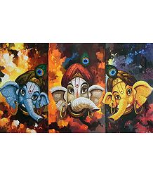 Three Cute Ganesha Faces