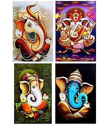 Lord Ganapati - Set of 4 Posters