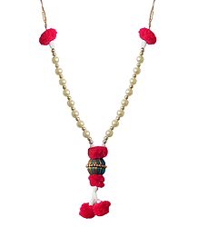 Bead Garland with Red Woolen Balls