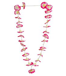 Pink with White Synthetic Cloth Garland