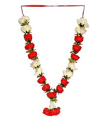 Red and White Cloth Rose Garland