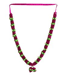 Ivory Synthetic Flower with Pink Ribbon Garland