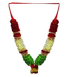 Red, Green and Ivory Color Satin Ribbon Garland