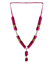 Magenta and Golden Color Satin Ribbon Garland with Beads