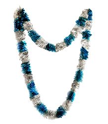 Cyan Blue and Silver Foil Paper Garland
