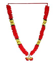 Dark Red with Light Yellow Satin Ribbon Garland