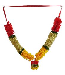 Yellow, Red and Golden Cloth Garland