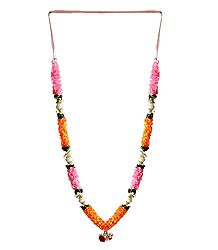 Dark Saffron with Light Pink Satin Ribbon Garland