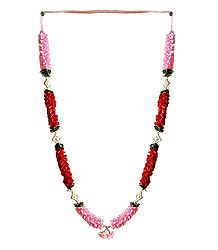 Dark Red with Light Pink Satin Ribbon Garland