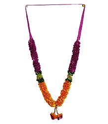 Saffron and Magenta Satin Ribbon Garland